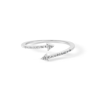 .925 Sterling Silver 1/5 Cttw Diamond Double Arrowhead Open Ring (I-J Color, I2-I3 Clarity) - Ring Size 6 by Bids.com