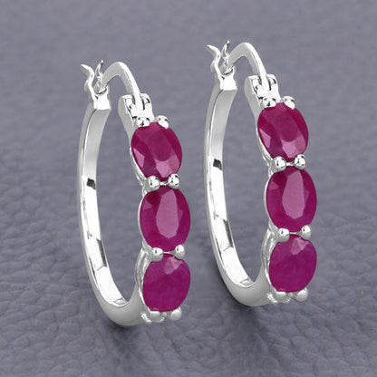1.81 Carat Genuine Ruby and White Diamond .925 Sterling Silver Earrings by Bids.com