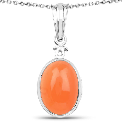 6.00 Carat Genuine Peach Moonstone .925 Sterling Silver Pendant  DestGlow