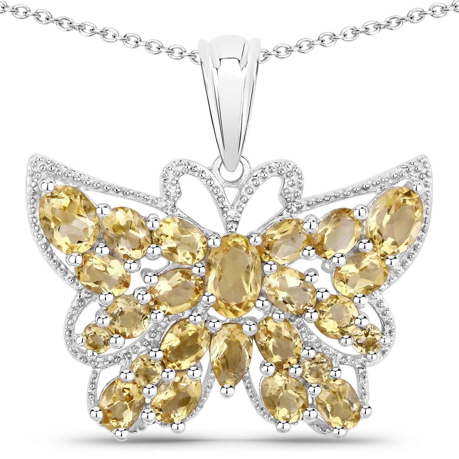 3.89 Carat Genuine Citrine .925 Sterling Silver Pendant  DestGlow