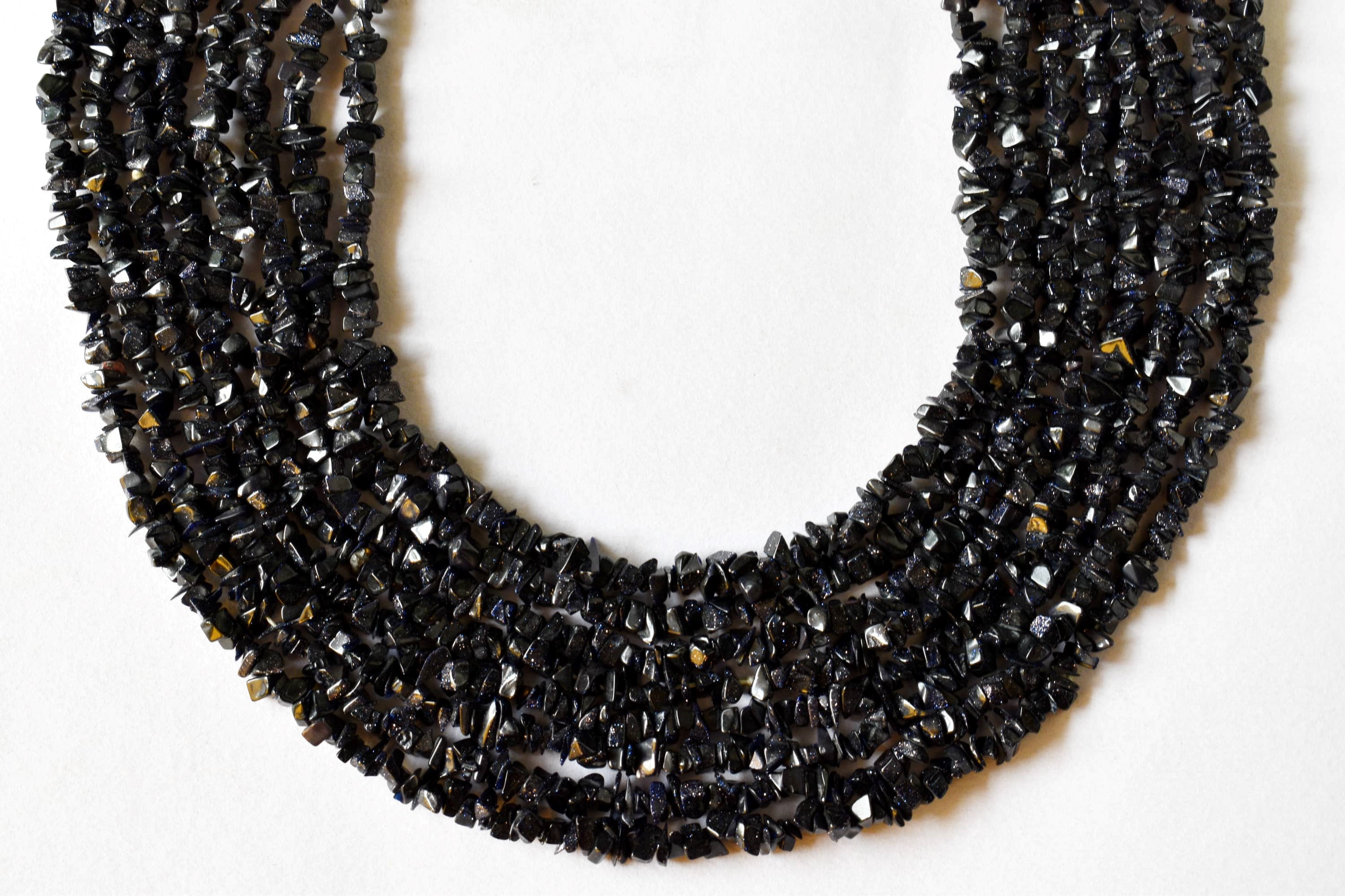 Uncut Blue Sandstone  Crystal Chip Beads Raw Gemstone Uncut Beads Necklace  DestGlow