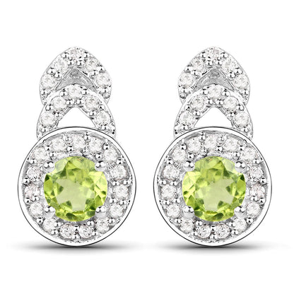 2.68 Carat Genuine Peridot and White Topaz .925 Sterling Silver Jewelry Set by Bids.com