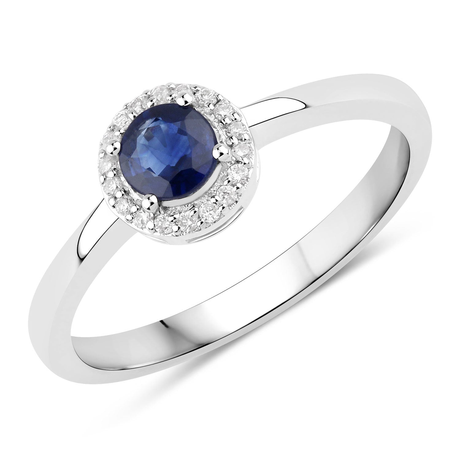 0.52 Carat Genuine Blue Sapphire and White Diamond 14K White Gold Ring by Bids.com