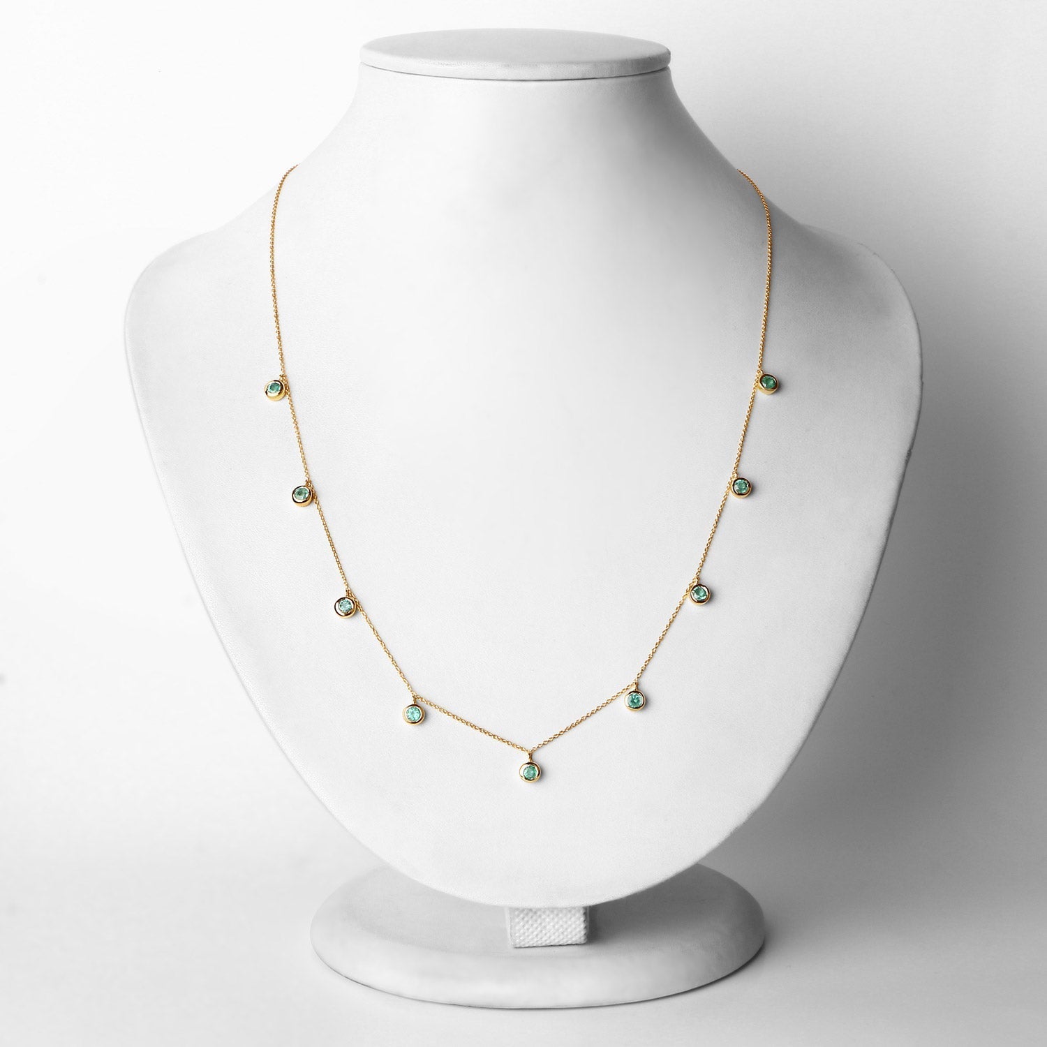 0.90 Carat Genuine Zambian Emerald 10K Yellow Gold Necklace  DestGlow