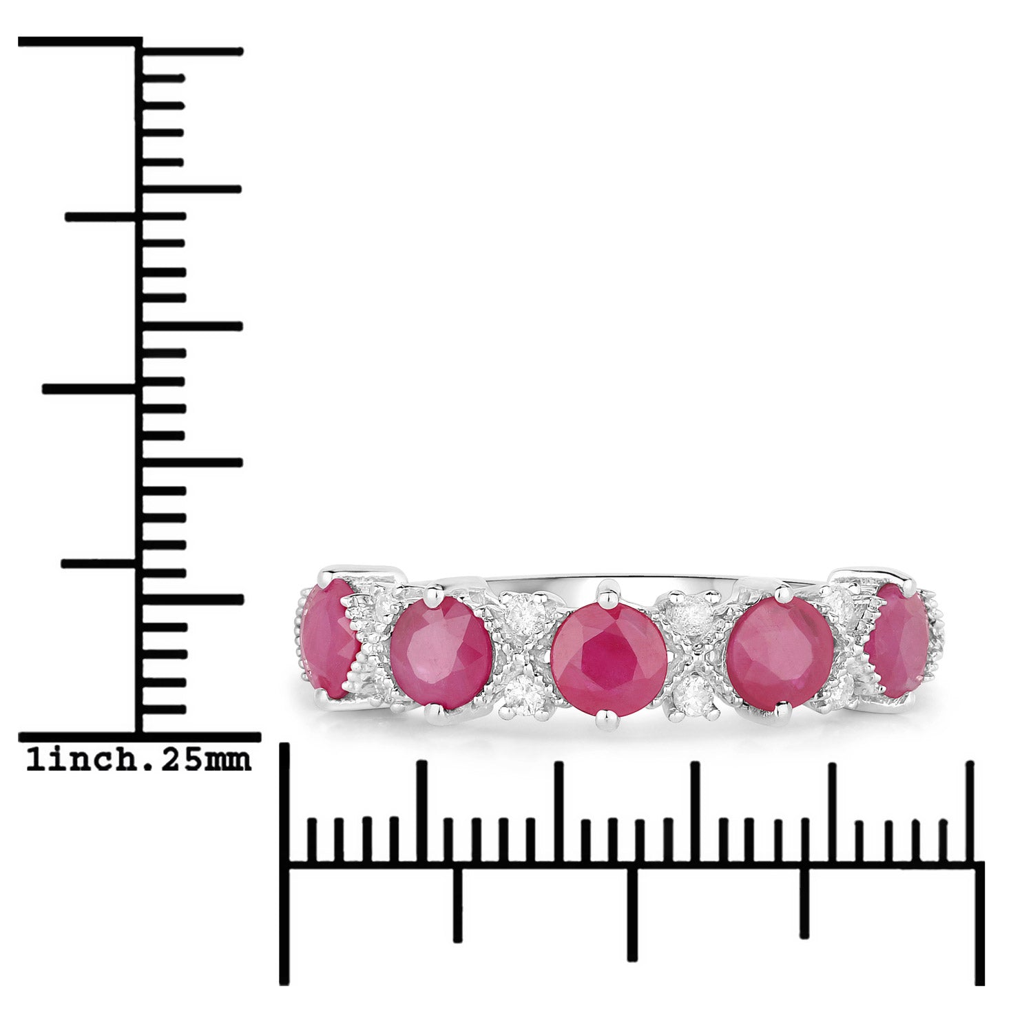 1.61 Carat Genuine Ruby and White Diamond 14K White Gold Ring by Bids.com