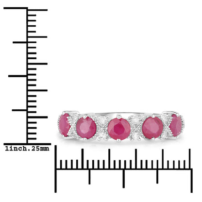 1.61 Carat Genuine Ruby and White Diamond 14K White Gold Ring by Bids.com