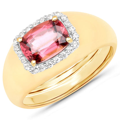 2.60 Carat Genuine Pink Zircon and White Zircon .925 Sterling Silver Ring by Bids.com