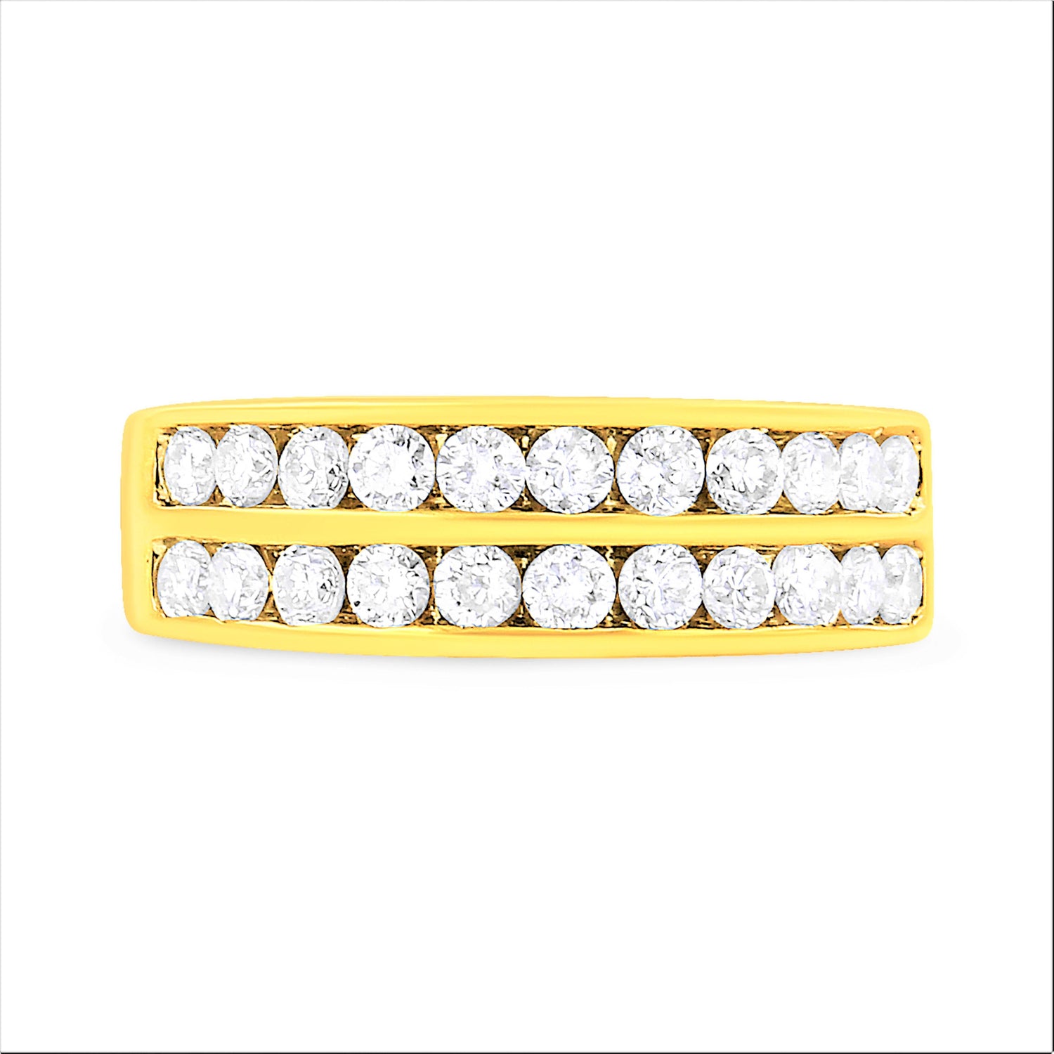 10K Yellow Gold Two-Row Diamond Band Ring (1 Cttw, J-K Color, I1-I2 Clarity) - Size 6 by Bids.com