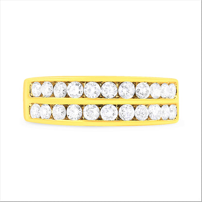 10K Yellow Gold Two-Row Diamond Band Ring (1 Cttw, J-K Color, I1-I2 Clarity) - Size 6 by Bids.com