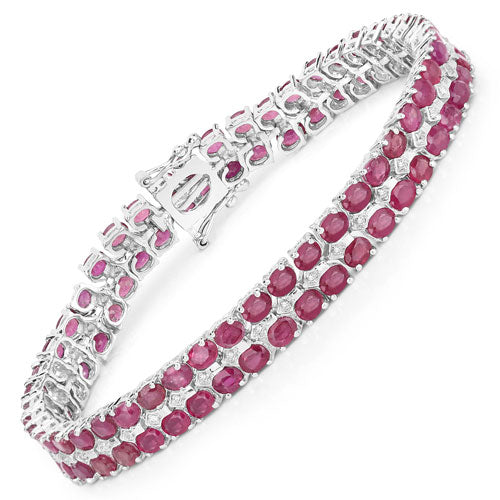 20.03 Carat Glass Filled Ruby and White Topaz .925 Sterling Silver Bracelet by Bids.com