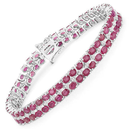 20.03 Carat Glass Filled Ruby and White Topaz .925 Sterling Silver Bracelet by Bids.com