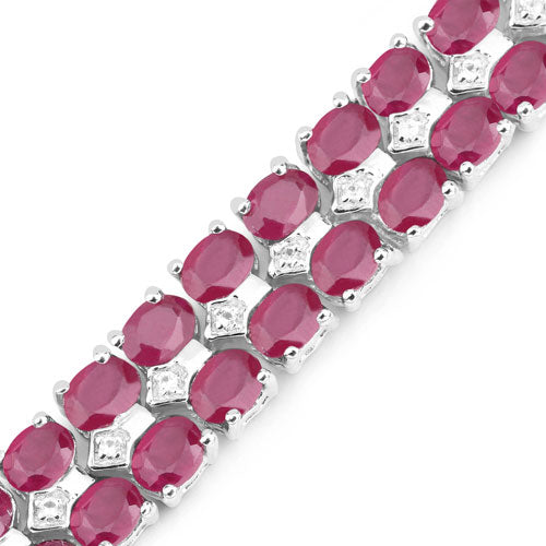 20.03 Carat Glass Filled Ruby and White Topaz .925 Sterling Silver Bracelet by Bids.com