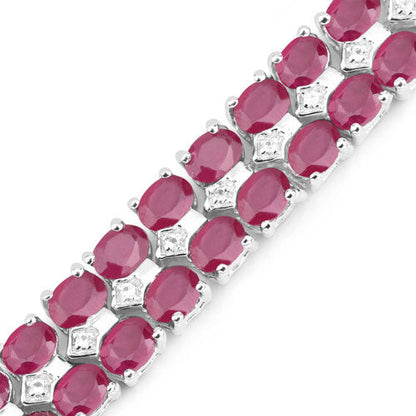 20.03 Carat Glass Filled Ruby and White Topaz .925 Sterling Silver Bracelet by Bids.com