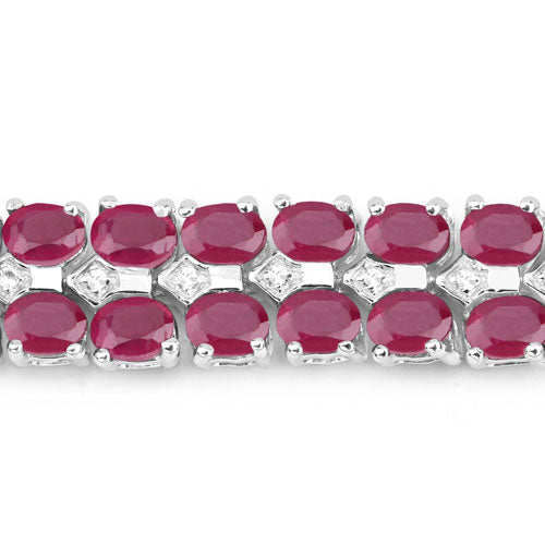 20.03 Carat Glass Filled Ruby and White Topaz .925 Sterling Silver Bracelet by Bids.com