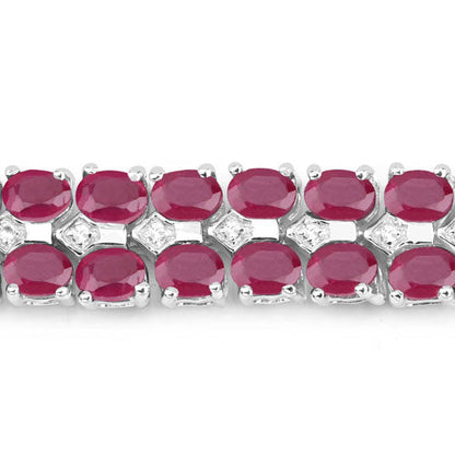 20.03 Carat Glass Filled Ruby and White Topaz .925 Sterling Silver Bracelet by Bids.com