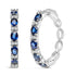 14K White Gold 4x3mm Oval Blue Sapphire and 1/4 Cttw Diamond Alternating Hoop Earring (I-J Color, SI2-I1 Clarity) by Bids.com