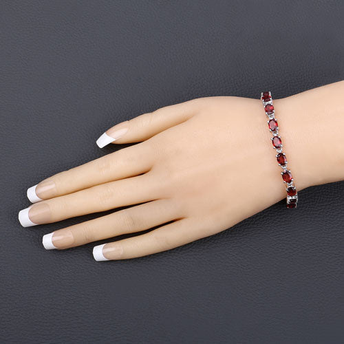15.30 Carat Genuine Garnet .925 Sterling Silver Bracelet by Bids.com