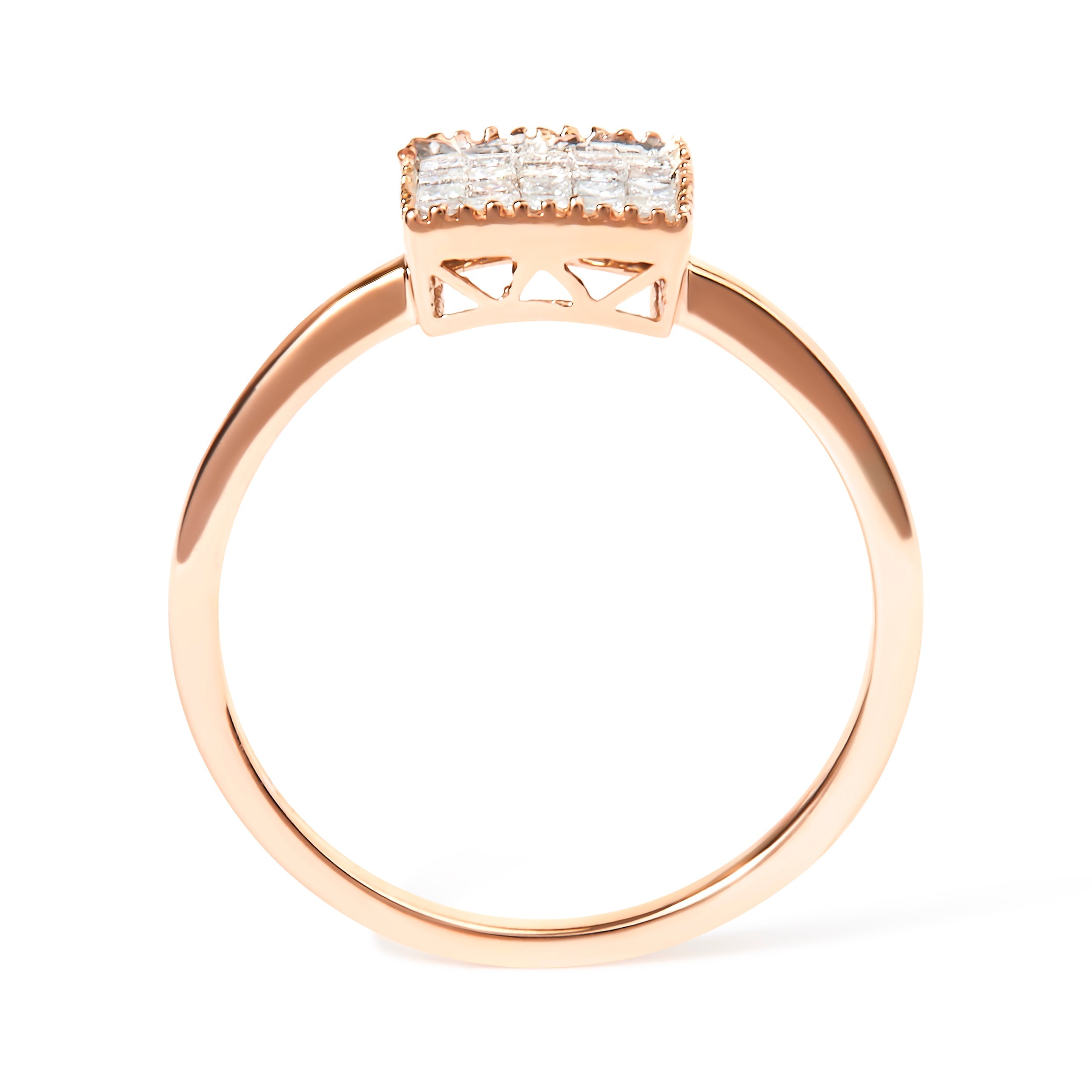 10K Rose Gold 1/3 Cttw Invisible Set Princess Cut Diamond Composite Square Shape Ring (H-I color, I1-I2 clarity) - Size 5 by Bids.com