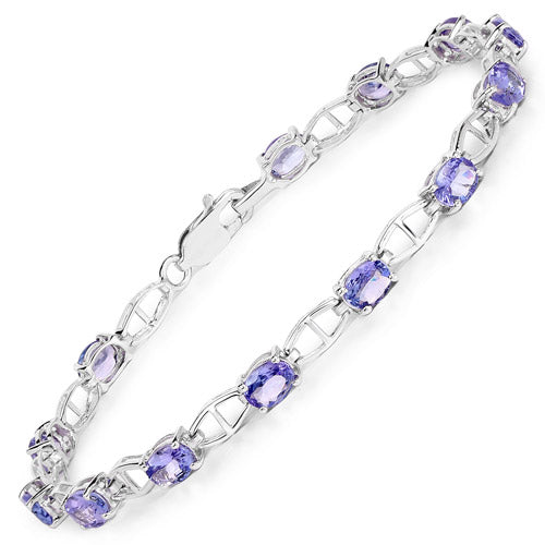 4.29 Carat Genuine Tanzanite .925 Sterling Silver Bracelet  DestGlow
