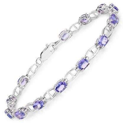 4.29 Carat Genuine Tanzanite .925 Sterling Silver Bracelet  DestGlow