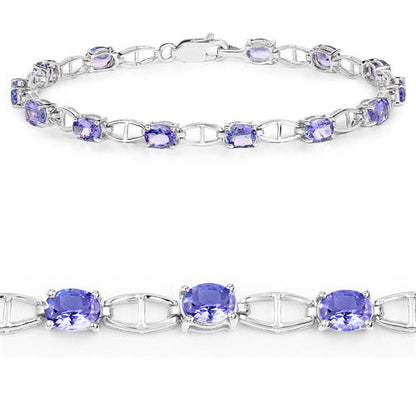 4.29 Carat Genuine Tanzanite .925 Sterling Silver Bracelet  DestGlow
