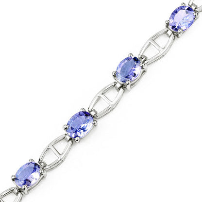 4.29 Carat Genuine Tanzanite .925 Sterling Silver Bracelet  DestGlow