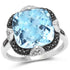 8.29 Carat Genuine Swiss Blue Topaz, Black Diamond & White Diamond .925 Sterling Silver Ring by Bids.com