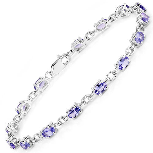3.12 Carat Genuine Tanzanite .925 Sterling Silver Bracelet  DestGlow