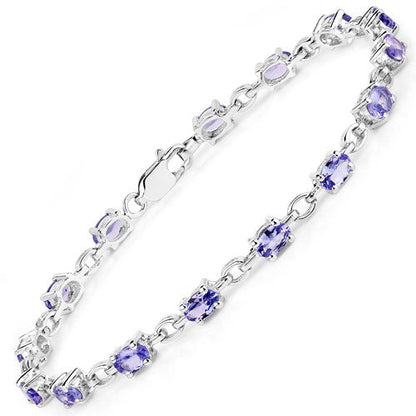 3.12 Carat Genuine Tanzanite .925 Sterling Silver Bracelet  DestGlow