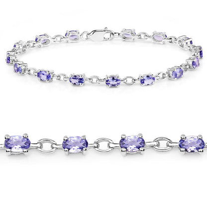 3.12 Carat Genuine Tanzanite .925 Sterling Silver Bracelet  DestGlow