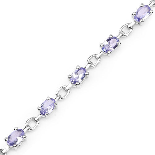 3.12 Carat Genuine Tanzanite .925 Sterling Silver Bracelet  DestGlow