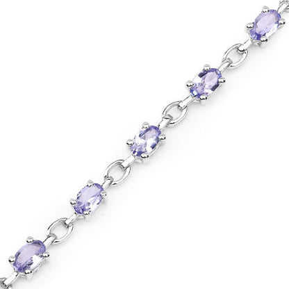 3.12 Carat Genuine Tanzanite .925 Sterling Silver Bracelet  DestGlow