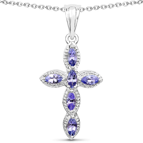 0.84 Carat Genuine Tanzanite .925 Sterling Silver Pendant  DestGlow