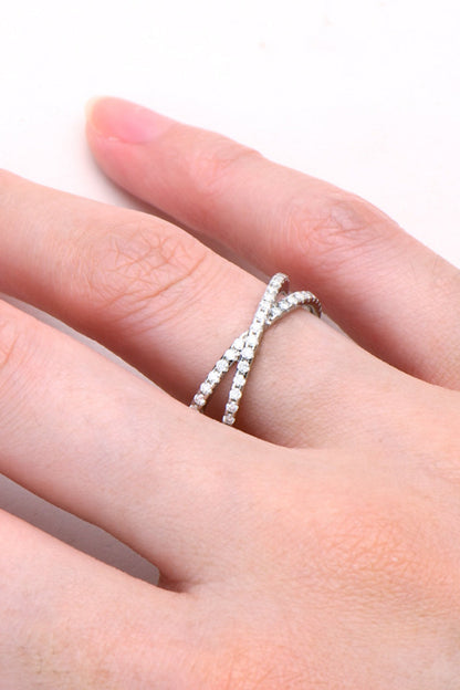 Sparkala™ Platinum Over Pure Sterling Silver Crisscross Ring by Sparkala