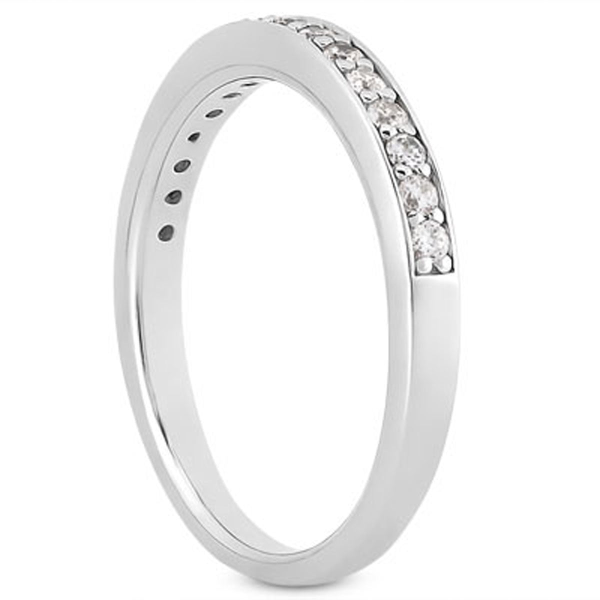 14k White Gold Pave Diamond Wedding Ring Band Set 1/2 Around by Bids.com