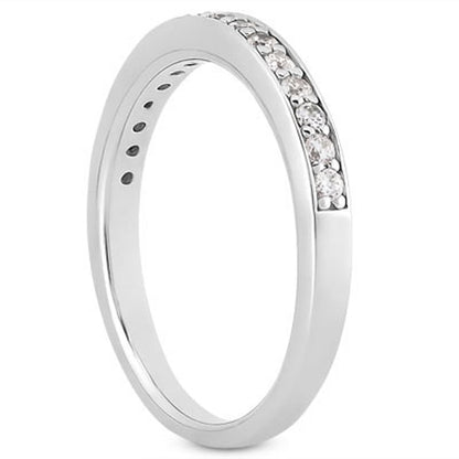 14k White Gold Pave Diamond Wedding Ring Band Set 1/2 Around by Bids.com