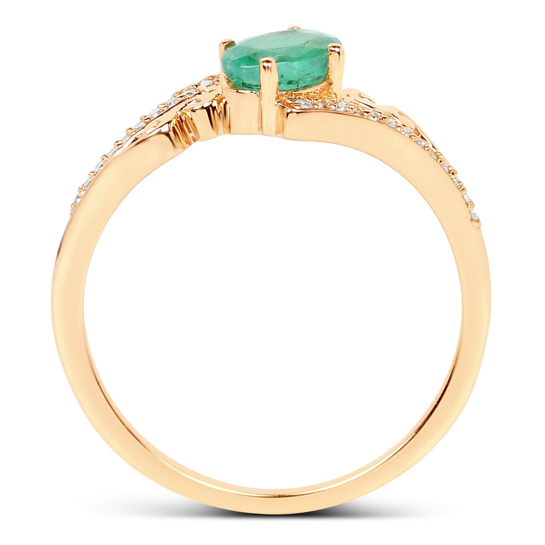 0.51 Carat Genuine Zambian Emerald and White Diamond 14K Yellow Gold Ring by Bids.com