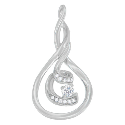 Espira 10K White Gold 1/8 cttw Round Cut Diamond Layered Spiral Pendant Necklace (I-J, I1-I2) by Bids.com