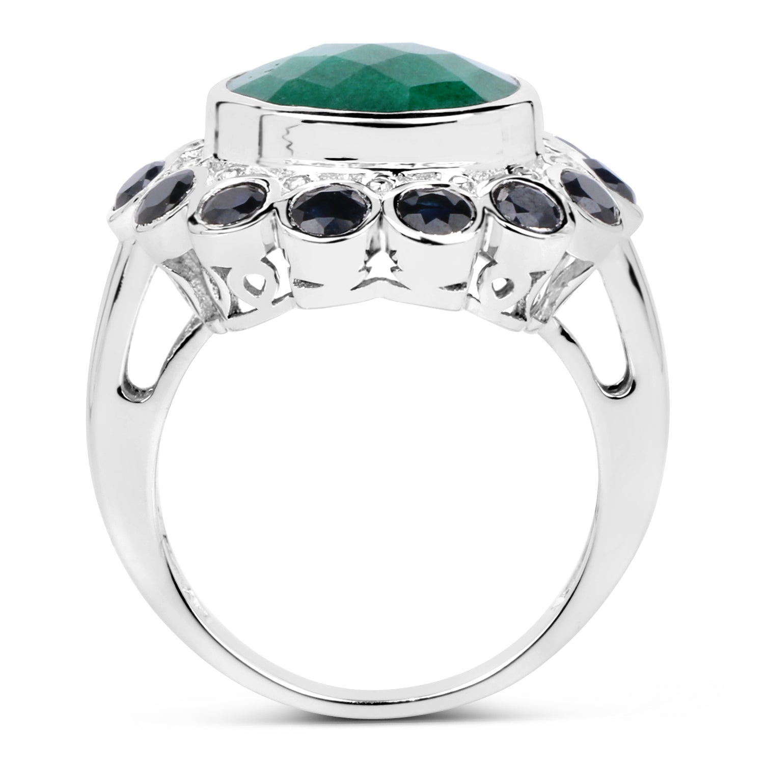 6.88 Carat Dyed Emerald &amp; Blue Sapphire .925 Sterling Silver Ring by Bids.com
