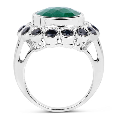 6.88 Carat Dyed Emerald &amp; Blue Sapphire .925 Sterling Silver Ring by Bids.com
