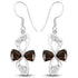 4.02 Carat Genuine Smoky Quartz and White Topaz .925 Sterling Silver Earrings  DestGlow