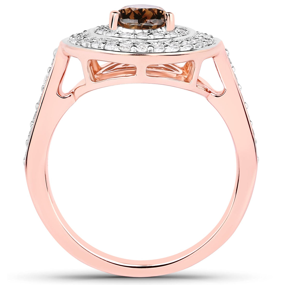 1.64 Carat Genuine Chocolate Brown Diamond and White Diamond 18K Rose Gold Ring by Bids.com