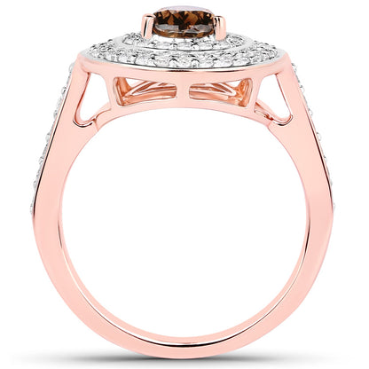 1.64 Carat Genuine Chocolate Brown Diamond and White Diamond 18K Rose Gold Ring by Bids.com