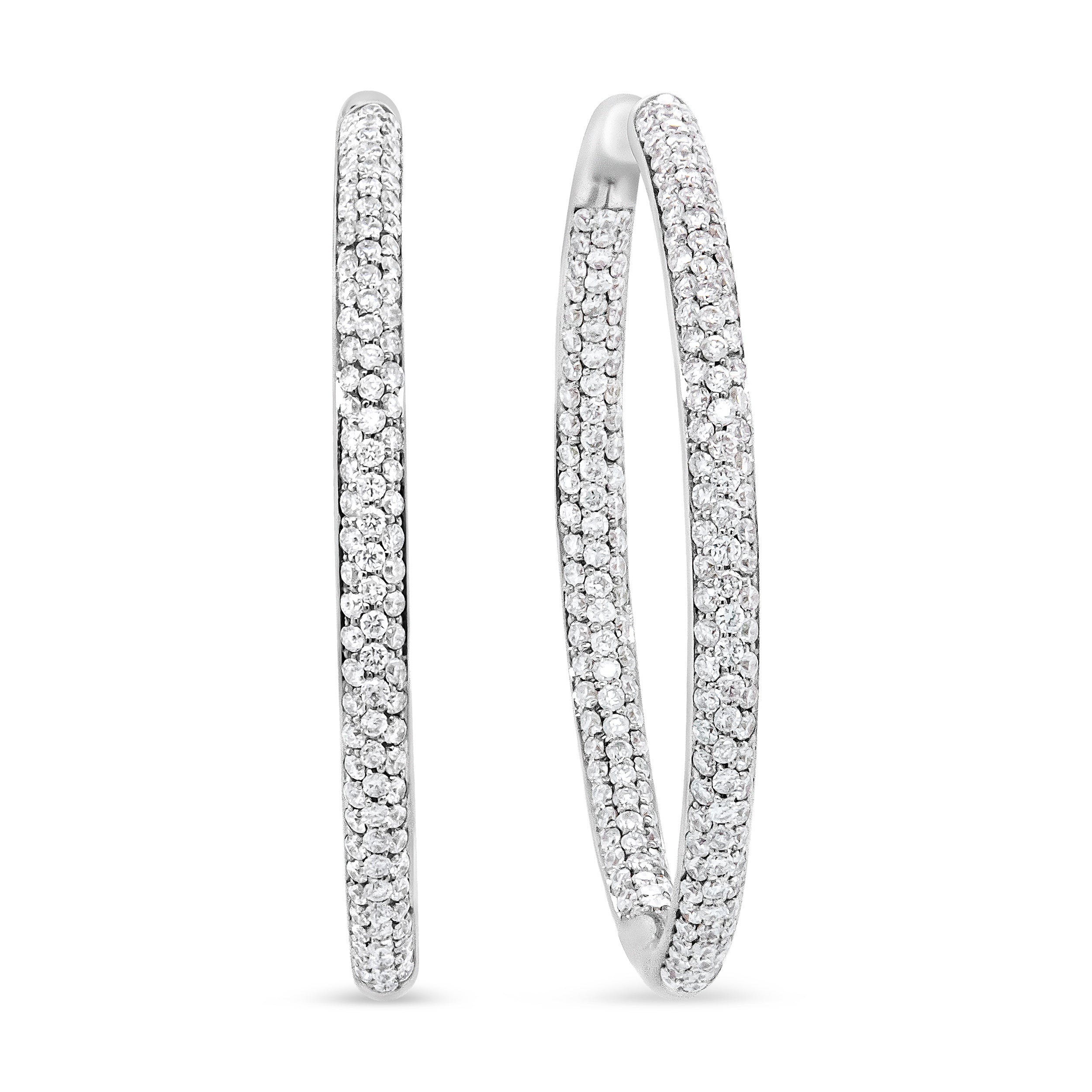 18K White Gold 2.00 Cttw Round-Cut Diamond Inner-Outer Hoop Earrings (F-G Color, VS1-VS2 Clarity) by Bids.com