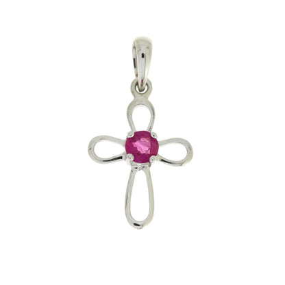 .22ct Ruby Cross Religious Pendant 10KT White Gold by Bids.com