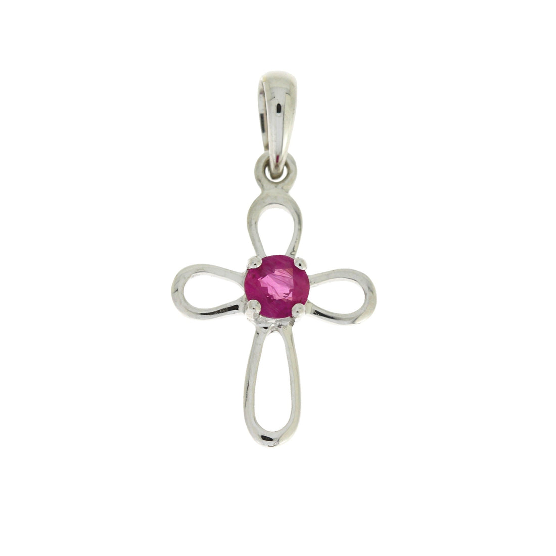 .22ct Ruby Cross Religious Pendant 10KT White Gold by Bids.com