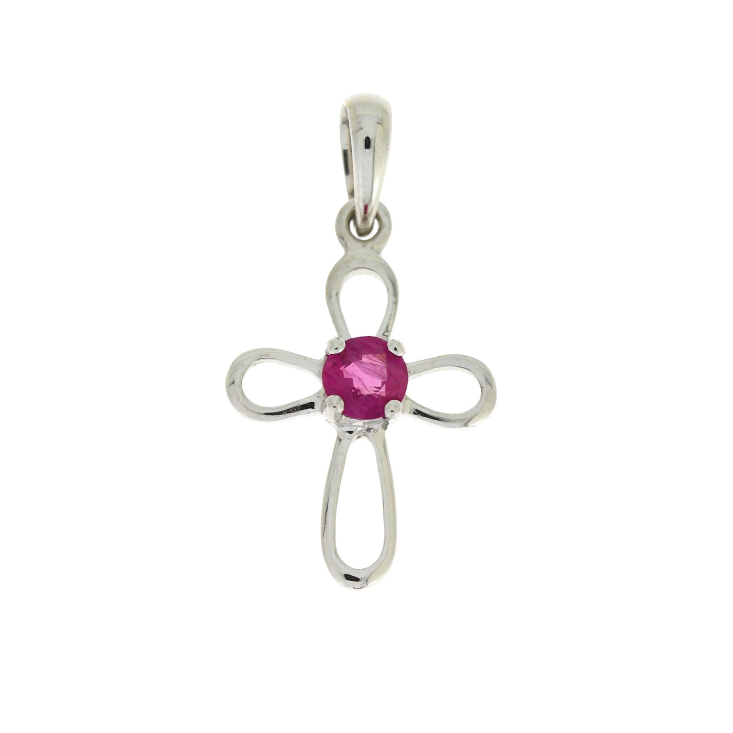 .22ct Ruby Cross Religious Pendant 10KT White Gold by Bids.com