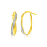 14k Two-Tone Gold Oval Hoop Twist Glittery Earrings by Bids.com
