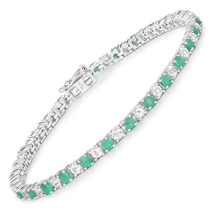 5.77 Carat Genuine Emerald and White Topaz .925 Sterling Silver Bracelet by Bids.com