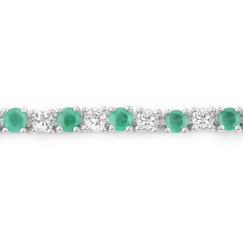 5.77 Carat Genuine Emerald and White Topaz .925 Sterling Silver Bracelet by Bids.com